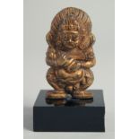 AN INDIAN BRONZE GOD on a marble base 7cm