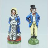 TWO TINY PORCELAIN FIGURES. 1.25ins long.