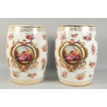 A PAIR OF LOVERS-ROMANTIC PORCELAIN BARREL SEATS.