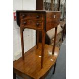 A 19th century mahogany two drawer drop-flap worktable.