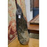 A good large carved stone sculpture of a penguin carved initials to the base 'A.B.', 54cm high,