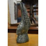 Euwitt Nyanhongo, stylised carved stone winged bust, signed to the base. 36cm high, a few small