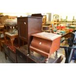 A step commode and pot cupboard.