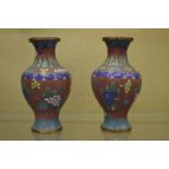 A pair of small cloisonne vases.