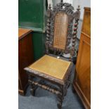 An oak and cane seated chair.