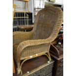 A wicker armchair.