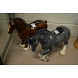 Two porcelain models of horses to include a Beswick shire horse.