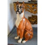 A large painted pottery model of a bulldog.