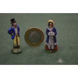Two miniature porcelain figures.