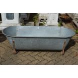 A large galvanised bath/planter.