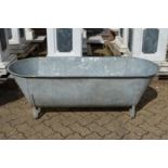 A large galvanised bath/planter.