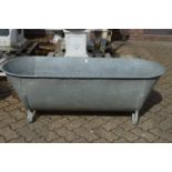 A large galvanised bath/planter.