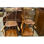 A pair of 19th century beech and elm kitchen chairs.