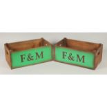 A PAIR OF CHAMPAGNE WOODEN BOXES. 1ft 5ins.