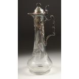 A W M F ETCHED CLARET JUG. 9ins high.