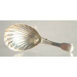 A GEORGE III SILVER SHELL BOWL CADDY SPOON. London 1785.