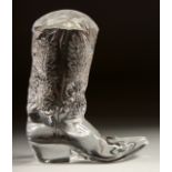 A RALPH LAUREN GLASS BOOT. Signed, in a Ralph Lauren box.