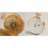 AN 18TH CENTURY GOLD POCKET WATCH BY F. WEYMAN, BRUXELLES.