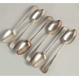 A SET OF SIX GEORGE III SILVER HESTER BATEMAN TEASPOONS with griffin crest. London 1783.