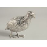 A SILVER MODEL OF A QUAIL. 4.75ins long.