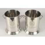 A PAIR OF LOUIS ROEDERER CIRCULAR WINE COOLERS 10ins high.