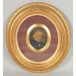 A GOOD VICTORIAN GILT FRAMED OVAL PORTRAIT of a man, head and shoulders. 4ins x 3.5ins