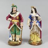 A VERY GOOD PAIR OF TURKS, a man and a woman in colourful garb. Possibly Jacob Petit, on circular