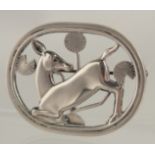 A GEORG JENSEN SILVER DEER BROOCH.