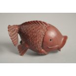 A JAPANESE CARVED WOOD CARP. 2ins