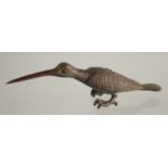 A JAPANESE BRONZE BIRD. 5.25ins long.