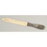 A SILVER HANDLED BONE LETTER OPENER. 12ins long.