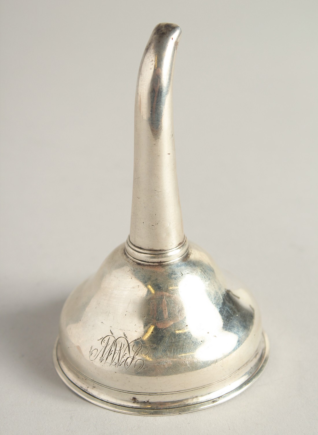 A GEORGE III SILVER WINE FUNNEL. London 1764.