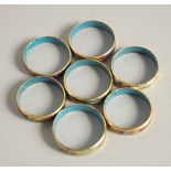 SEVEN CLOISONNE ENAMEL RINGS.