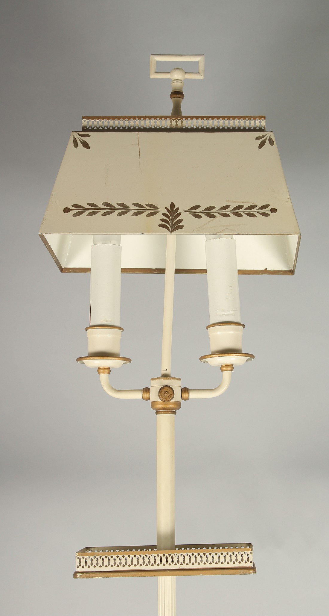 A WHITE TOLEWARE STANDING LAMP. 5ft high. - Bild 2 aus 3