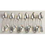 A SET OF ELEVEN SILVER PERTH by ROBERT KEAY TABLESPOONS. Weight 21ozs.
