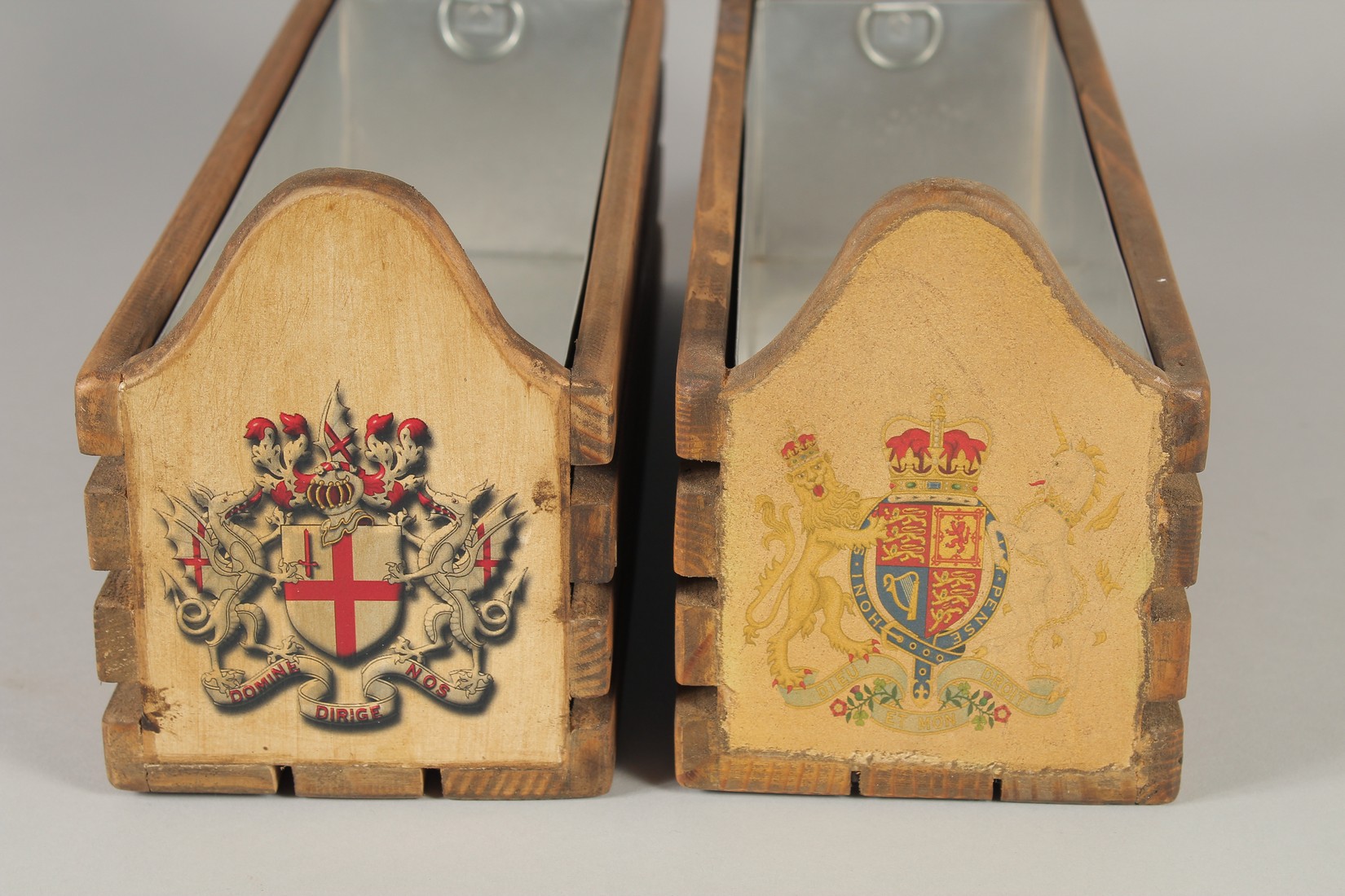 A SMALL PAIR OF "HARRODS" WOODEN BOXES. 1ft 2ins long with wooden liners. - Image 2 of 2