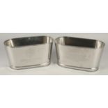A SMALL PAIR OF NAPOLEON BONAPARTE OVAL COOLERS. 11.5ins high.