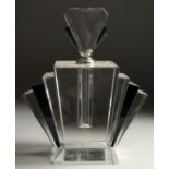 AN ART DECO DESIGN TWO COLOUR SCENT BOTTLE AND STOPPER. 10ins high.