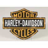 AN ENAMEL HARLEY DAVIDSON SIGN. 1ft 7ins x 1ft 2ins.