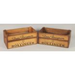 A PAIR OF CHAMPAGNE WOODEN BOXES. 1ft 5ins.