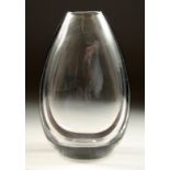 A SMOKEY GLASS VASE. No. 1236. Printed Kosta mark. 7ins high.