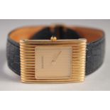 A GENTLEMAN'S 18CT GOLD WRISTWATCH with leather strap. No. AA/03136