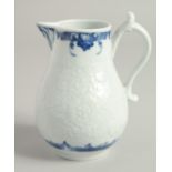 AN 18TH CENTURY WORCESTER SPARROW BEAK JUG, moulded and painted with the Chrysanthemum pattern,