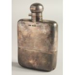 A HEAVY PLAIN SILVER WHISKY FLASK Sheffield 1918, weight 8ozs.