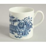 AN 18TH CENTURY WORCESTER PRINTED COFFEE CAN in under glaze blue with the Plantation pattern with