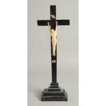 AN 18TH CENTURY BONE AND WOOD CRUCIFIX. 16ins high.