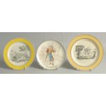 THREE 18TH - 19TH CENTURY FRENCH PLATES. 7.5ins - 8ins diameter.