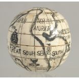 AN ETCHED BOWL GLOBE. 2.5ins diameter