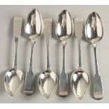 A SET OF SIX SILVER PERTH by JOHN PRINGLE DESSERT SPOONS. Weight 6ozs.