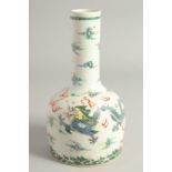 A CHINESE FAMILLE VERTE PORCELAIN BOTTLE VASE painted with dragons and the flaming pearl of